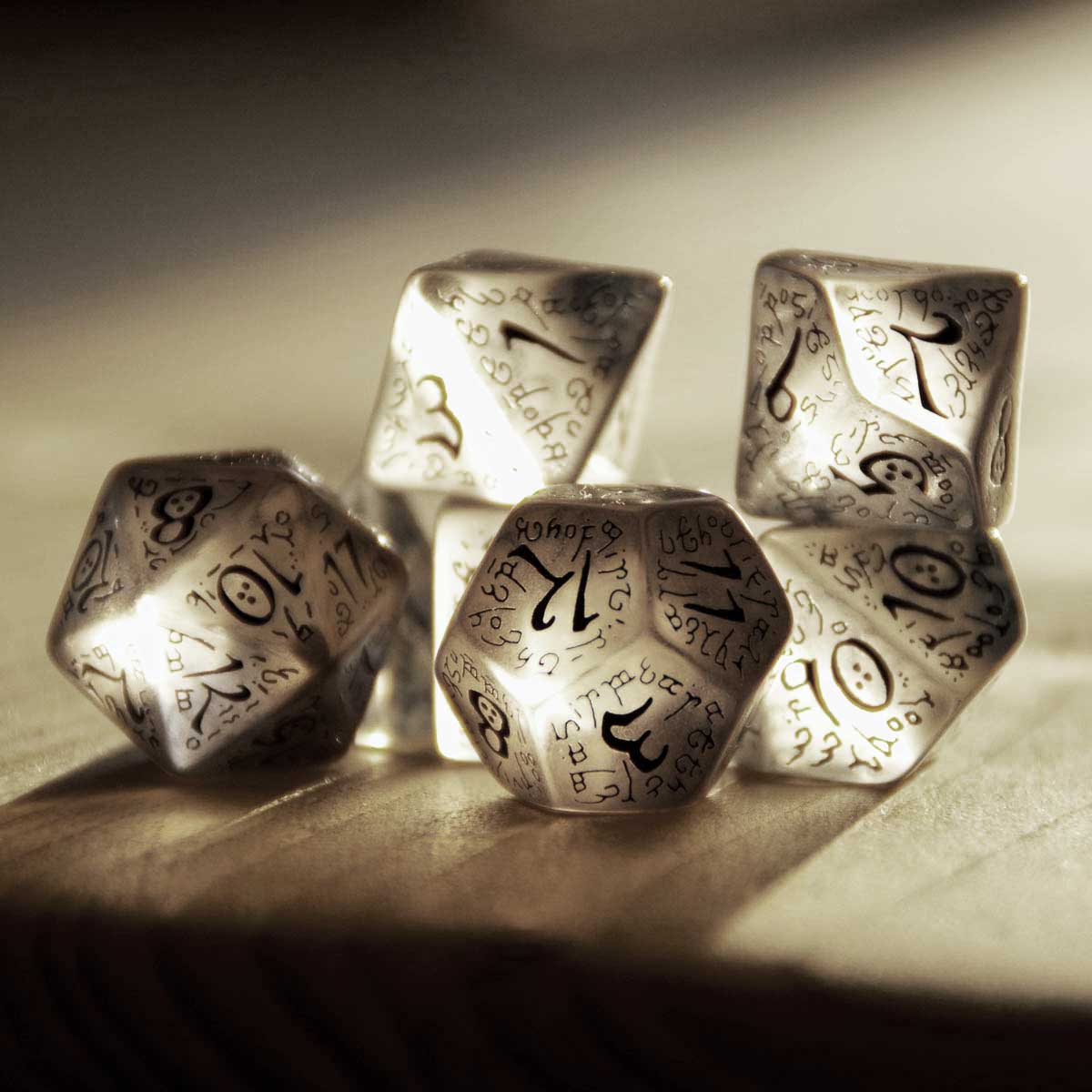 Game dice on a table.